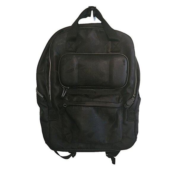 Tommy Bahama Backpack Black w Green Trim Pockets Hard-shell Glasses Case
